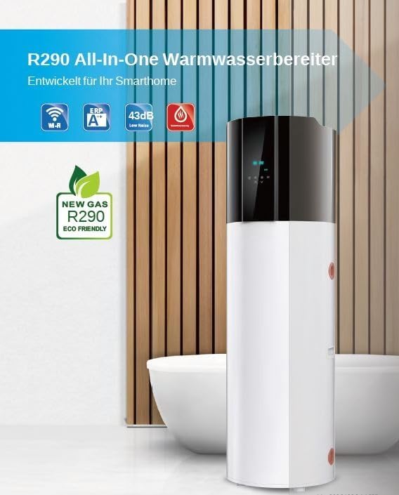 Warmwasser-Wärmepumpe 200 L mit WLAN, R290