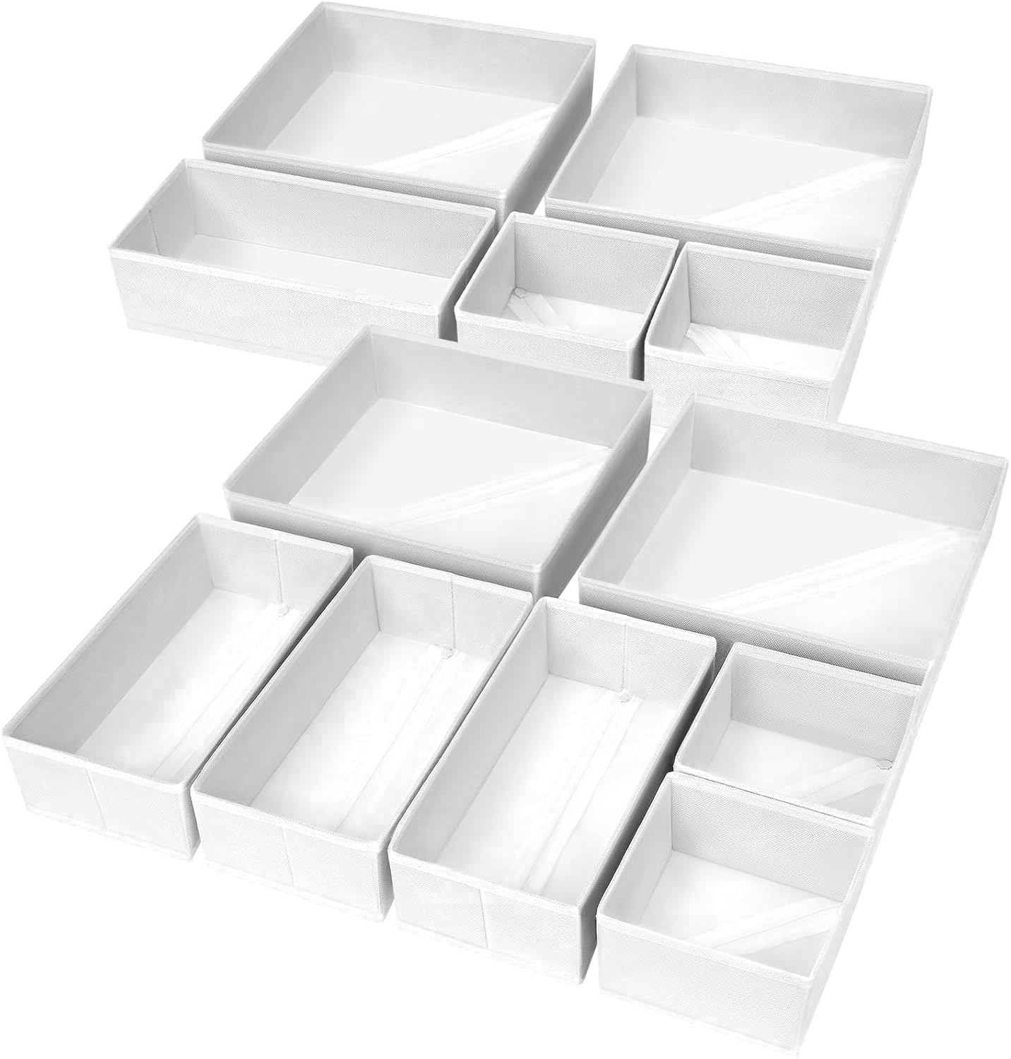 Homsorout Wardrobe Organiser - Set of 12 Drawer Organisers, Clothes Baby, Foldable Storage Box, Fabric Boxes Storage for Dresser, Socks, Bras, Beige