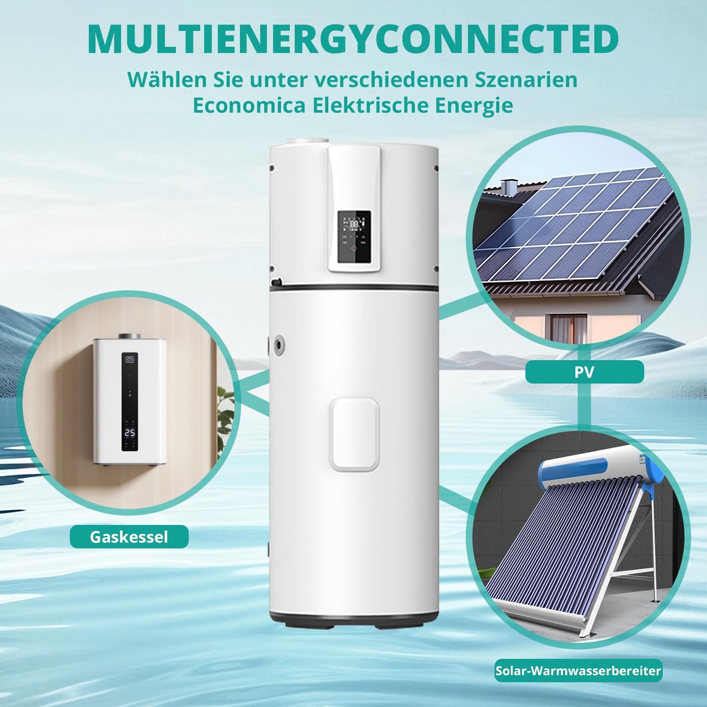 Warmwasser-Wärmepumpe 250 L mit Wärmetauscher, R290