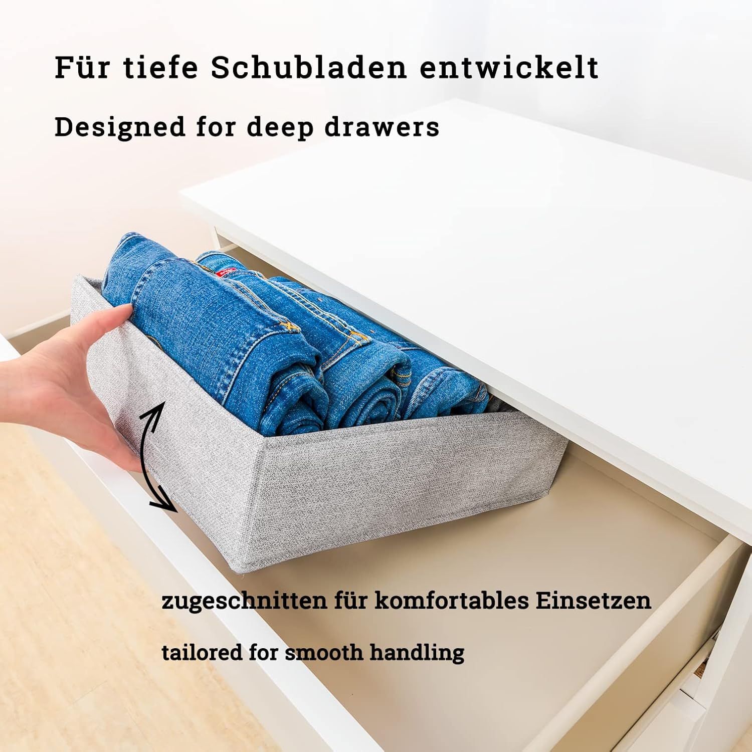 SIMPLE JOY Drawer Organisers with Stable Base, Storage System for Socks, Bras, Underwear, Suitable for IKEA Furniture, Fabric Storage Boxes in Grey