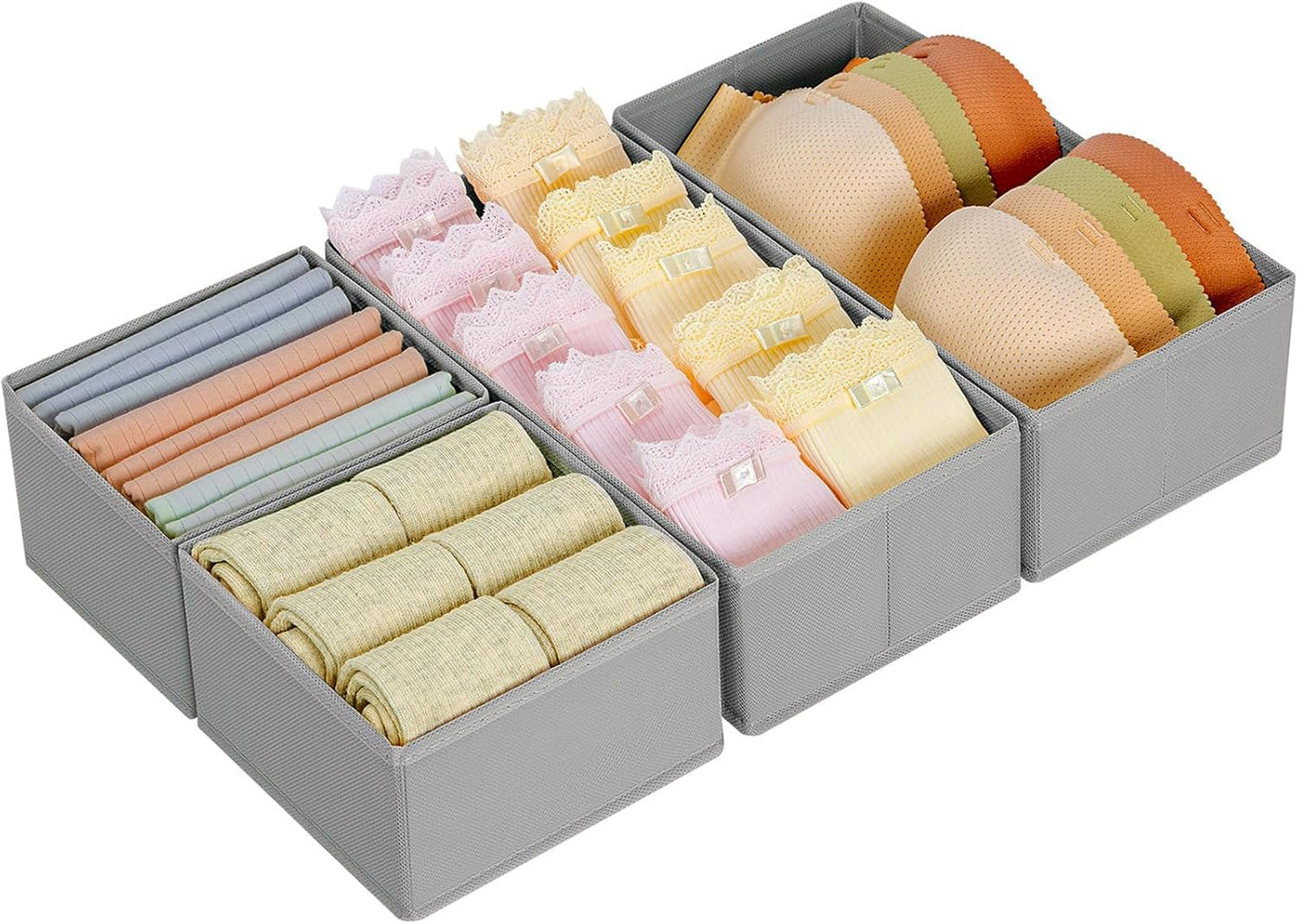Homsorout Wardrobe Organiser - Set of 12 Drawer Organisers, Clothes Baby, Foldable Storage Box, Fabric Boxes Storage for Dresser, Socks, Bras, Beige