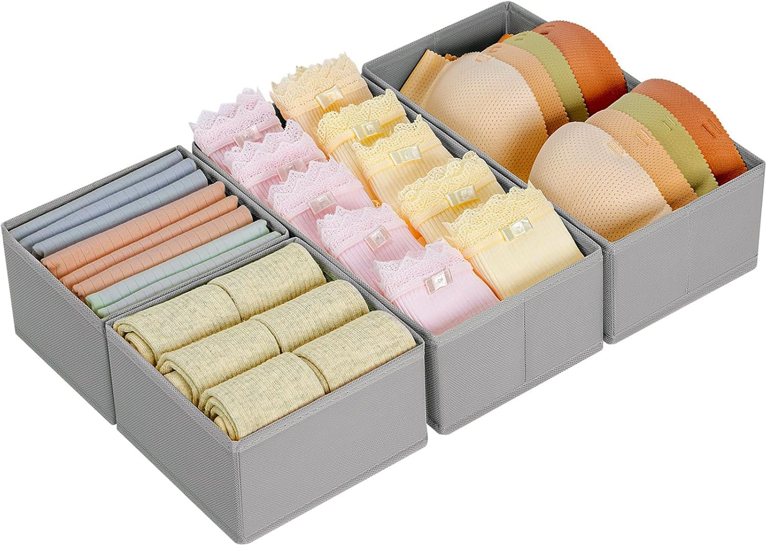 Homsorout Wardrobe Organiser - Set of 12 Drawer Organisers, Clothes Baby, Foldable Storage Box, Fabric Boxes Storage for Dresser, Socks, Bras, Beige