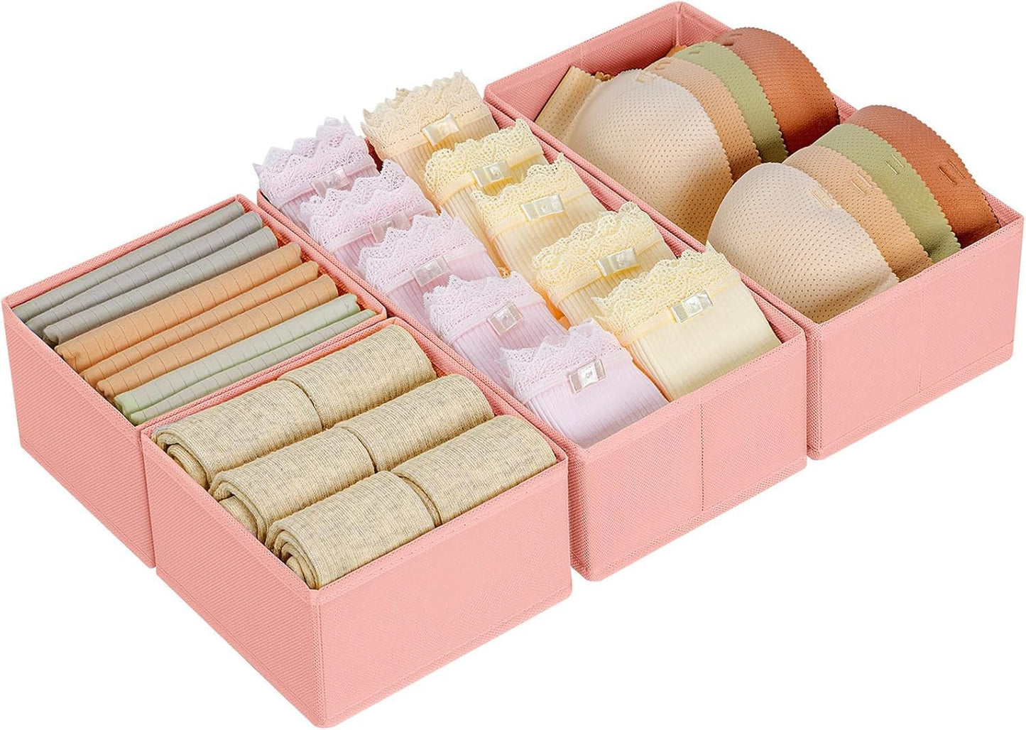 Homsorout Wardrobe Organiser - Set of 12 Drawer Organisers, Clothes Baby, Foldable Storage Box, Fabric Boxes Storage for Dresser, Socks, Bras, Beige