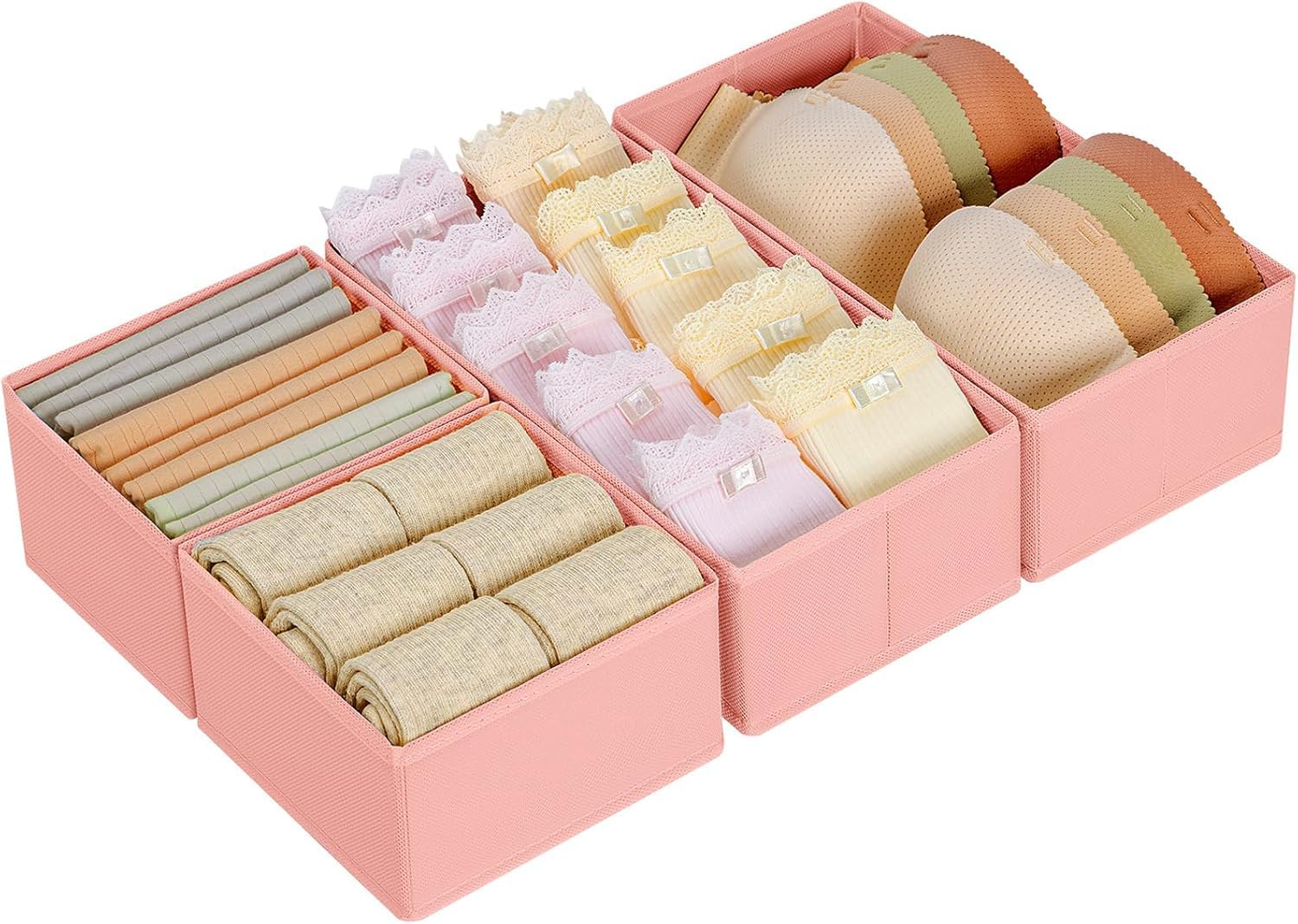 Homsorout Wardrobe Organiser - Set of 12 Drawer Organisers, Clothes Baby, Foldable Storage Box, Fabric Boxes Storage for Dresser, Socks, Bras, Beige