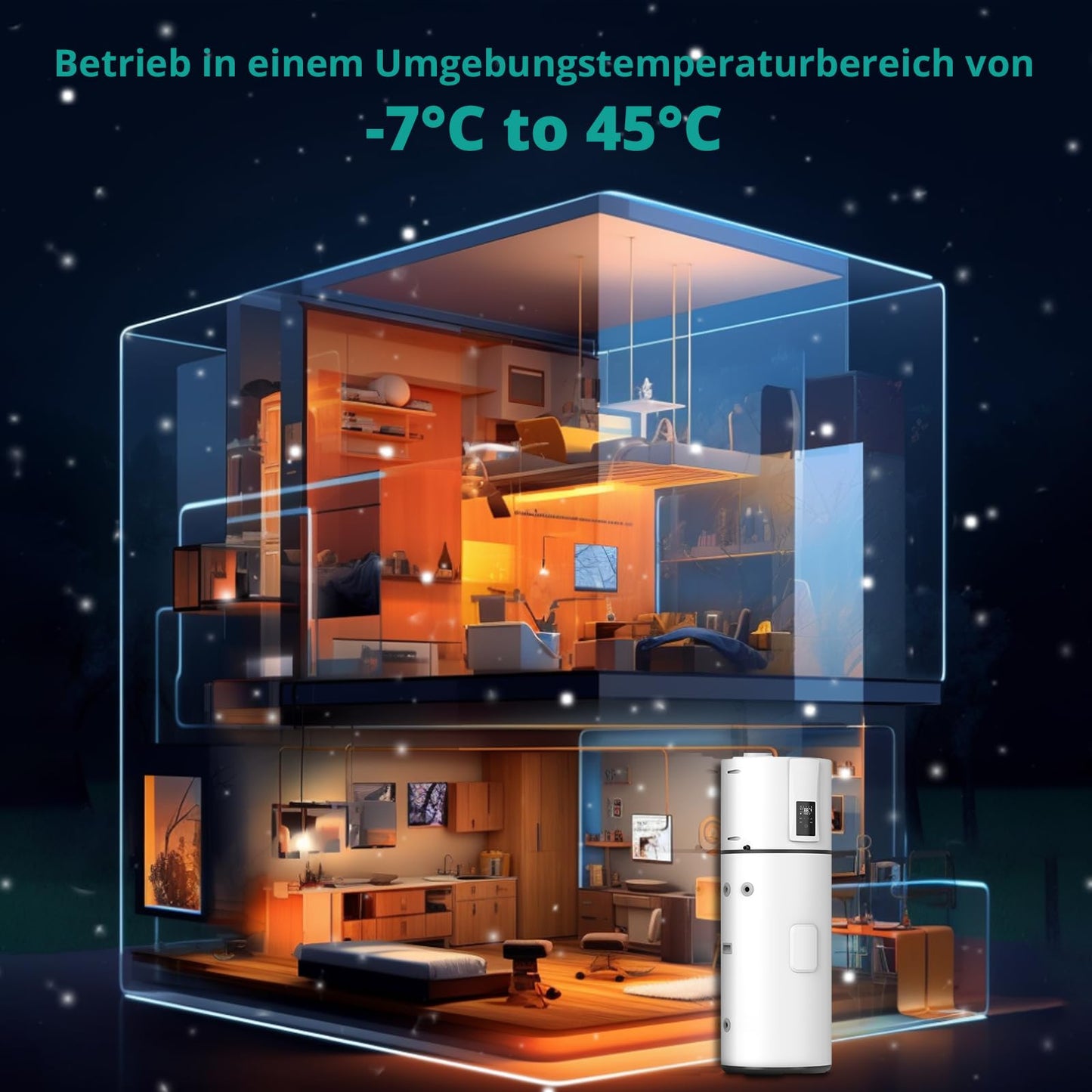 Warmwasser-Wärmepumpe 250 L mit Wärmetauscher, R290