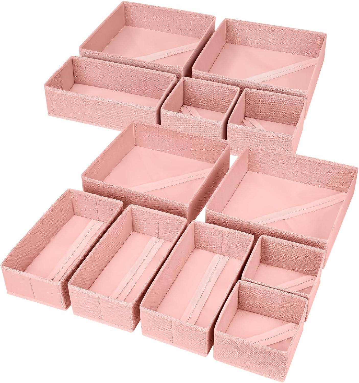 Homsorout Wardrobe Organiser - Set of 12 Drawer Organisers, Clothes Baby, Foldable Storage Box, Fabric Boxes Storage for Dresser, Socks, Bras, Beige