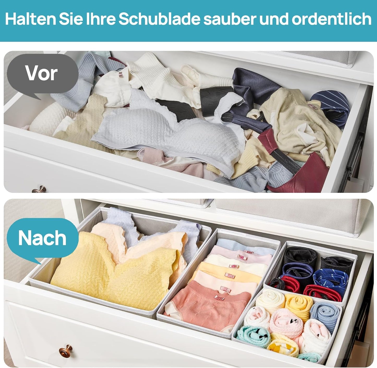 Vtopmart Pack of 12 Wardrobe Organisers, Foldable Wardrobe Organiser, Storage Box Fabric for Baby Clothes, Underwear, Socks