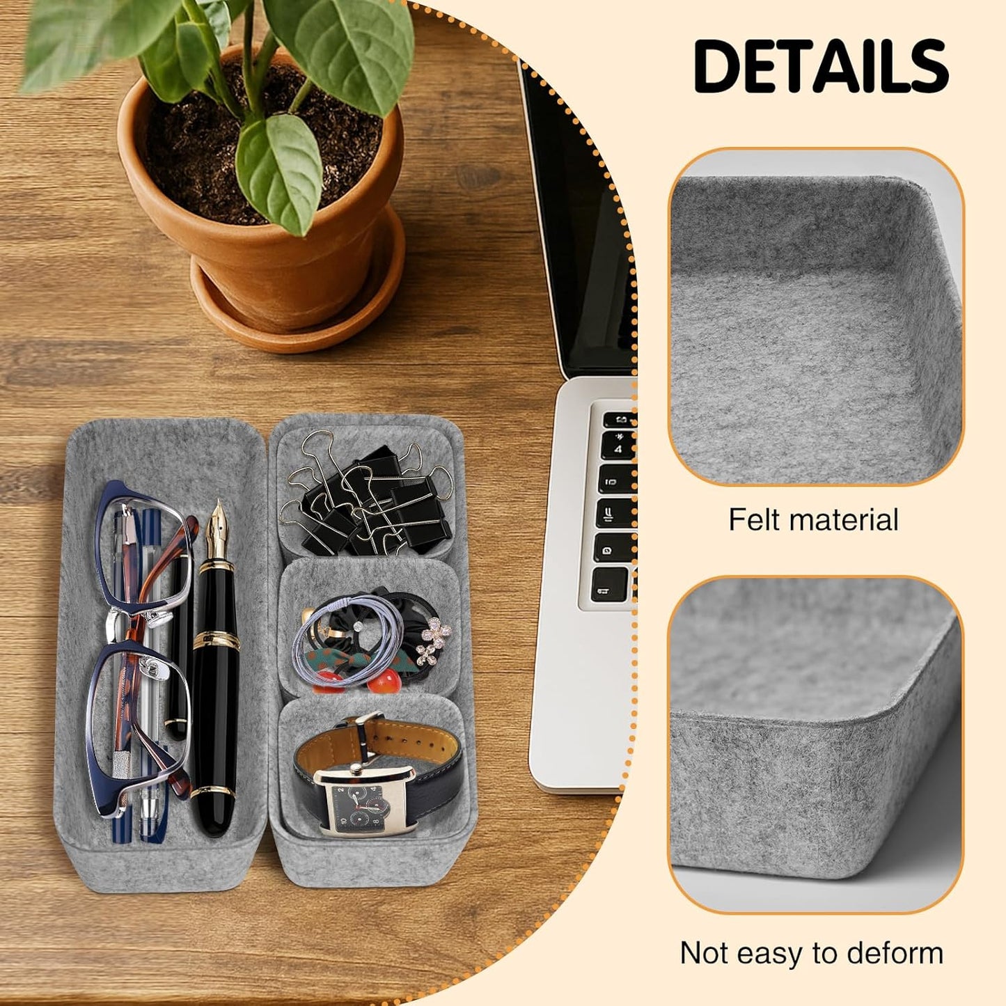 Starward 11 Stück Organizer Schublade, Drawer Organizer Stapelbar, 5 Größen Kiste für Filz, für Schreibtische, Frisiertische, Kleiderschränke