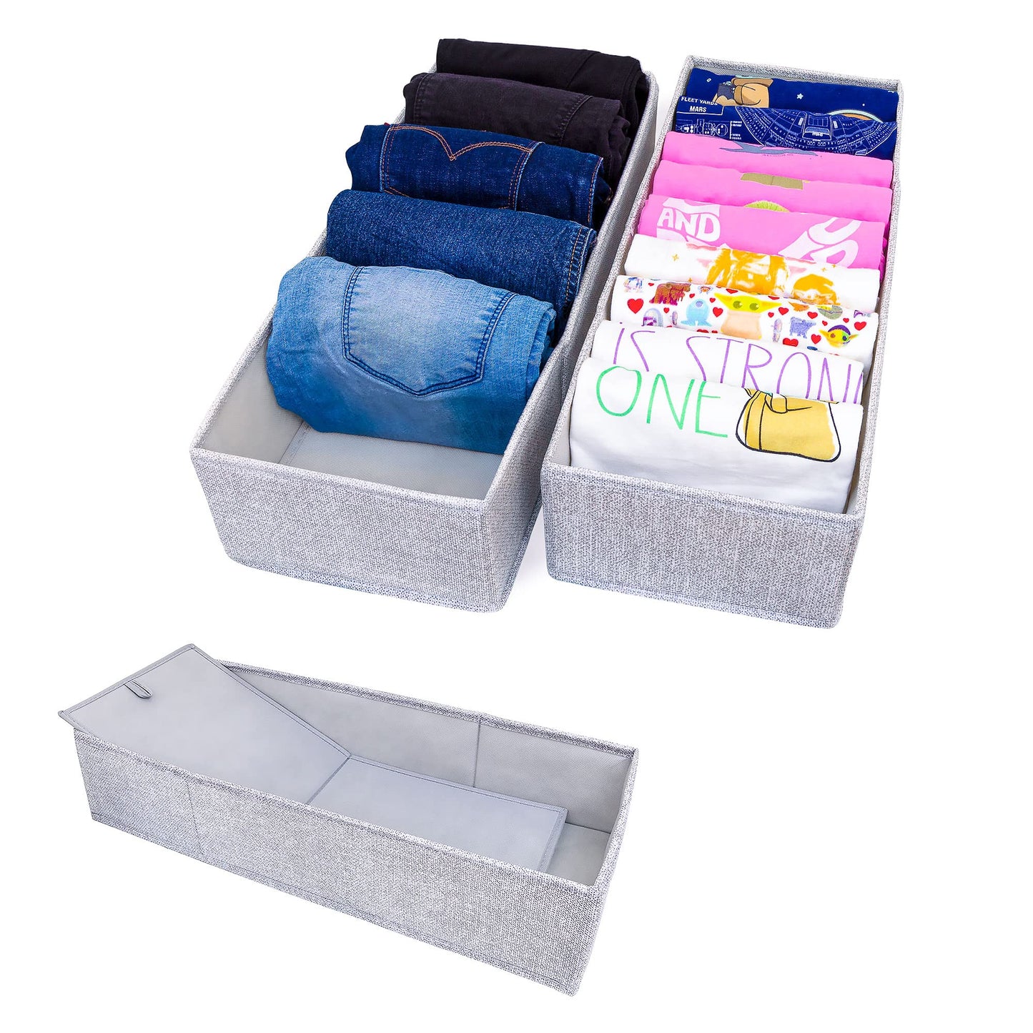 SIMPLE JOY Drawer Organisers with Stable Base, Storage System for Socks, Bras, Underwear, Suitable for IKEA Furniture, Fabric Storage Boxes in Grey