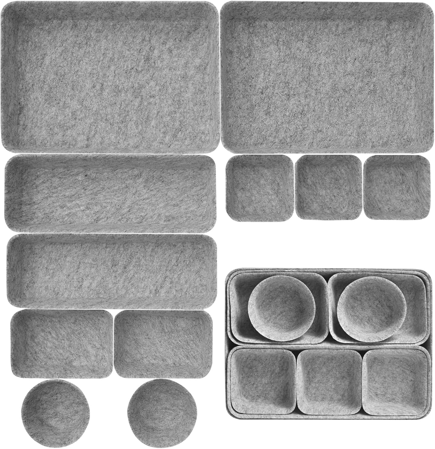Starward 11 Stück Organizer Schublade, Drawer Organizer Stapelbar, 5 Größen Kiste für Filz, für Schreibtische, Frisiertische, Kleiderschränke