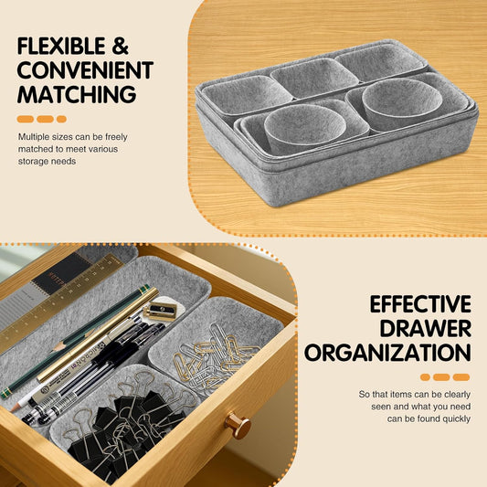 Starward 11 Stück Organizer Schublade, Drawer Organizer Stapelbar, 5 Größen Kiste für Filz, für Schreibtische, Frisiertische, Kleiderschränke
