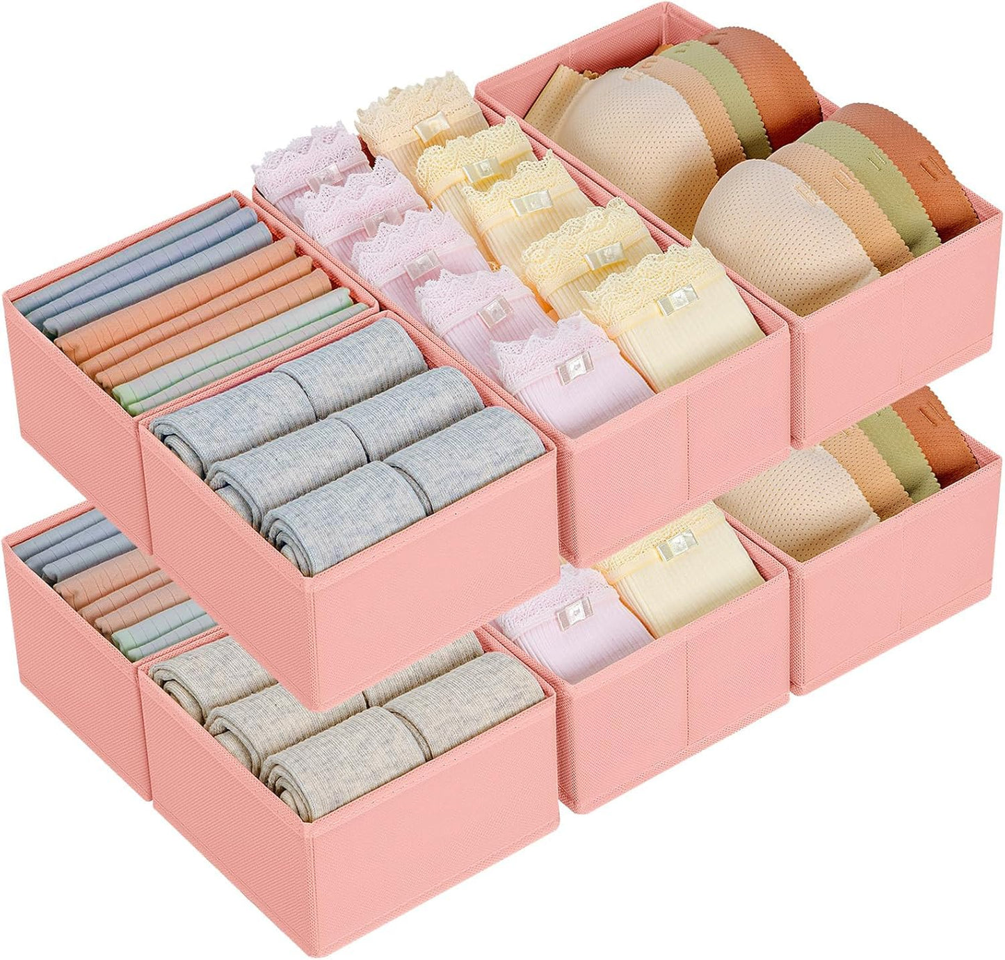 Homsorout Wardrobe Organiser - Set of 12 Drawer Organisers, Clothes Baby, Foldable Storage Box, Fabric Boxes Storage for Dresser, Socks, Bras, Beige