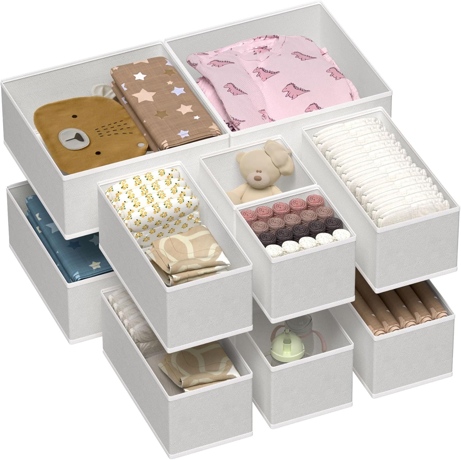 Vtopmart Pack of 12 Wardrobe Organisers, Foldable Wardrobe Organiser, Storage Box Fabric for Baby Clothes, Underwear, Socks
