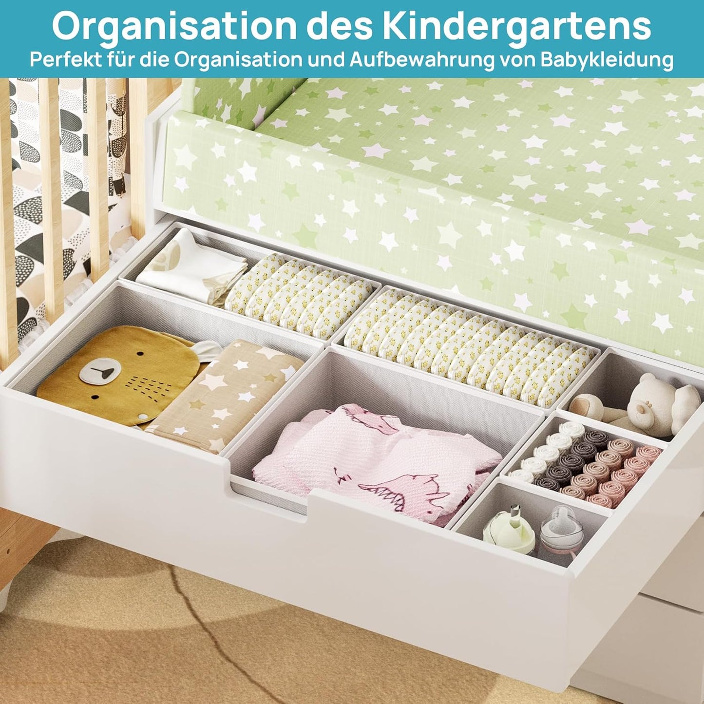 Vtopmart Pack of 12 Wardrobe Organisers, Foldable Wardrobe Organiser, Storage Box Fabric for Baby Clothes, Underwear, Socks