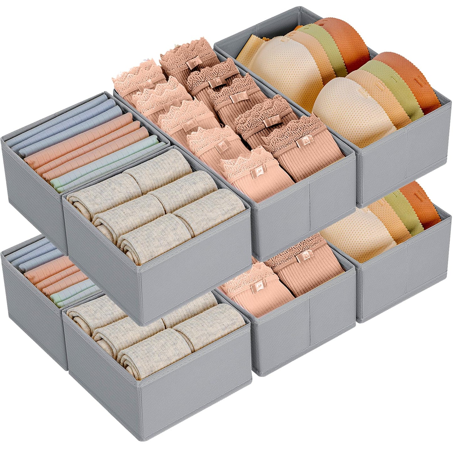 Homsorout Wardrobe Organiser - Set of 12 Drawer Organisers, Clothes Baby, Foldable Storage Box, Fabric Boxes Storage for Dresser, Socks, Bras, Beige
