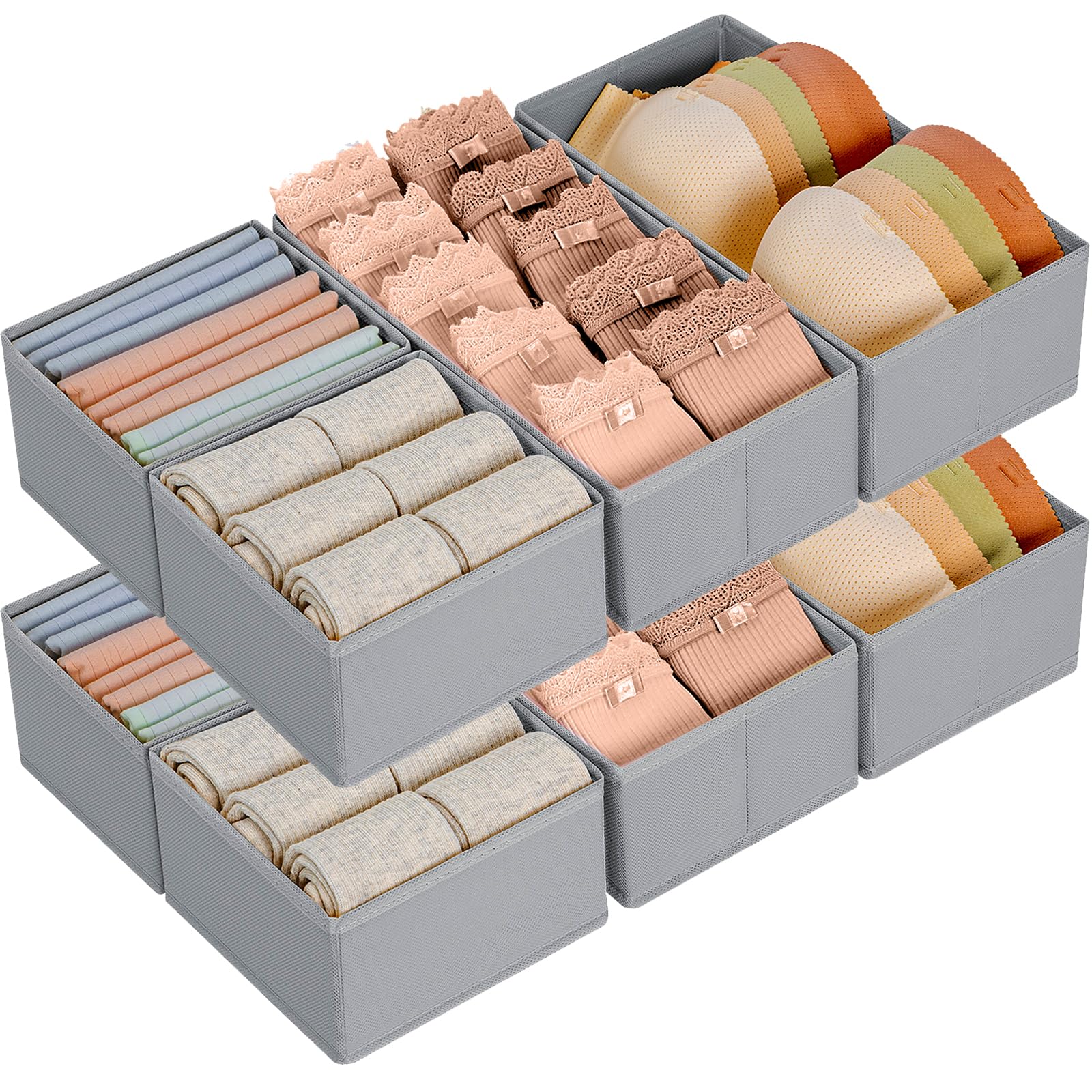 Homsorout Wardrobe Organiser - Set of 12 Drawer Organisers, Clothes Baby, Foldable Storage Box, Fabric Boxes Storage for Dresser, Socks, Bras, Beige