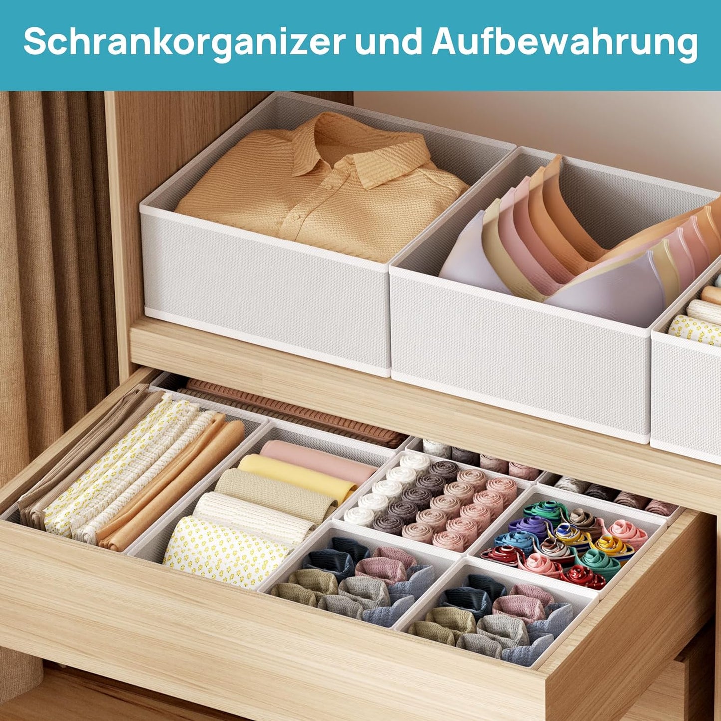 Vtopmart Pack of 12 Wardrobe Organisers, Foldable Wardrobe Organiser, Storage Box Fabric for Baby Clothes, Underwear, Socks
