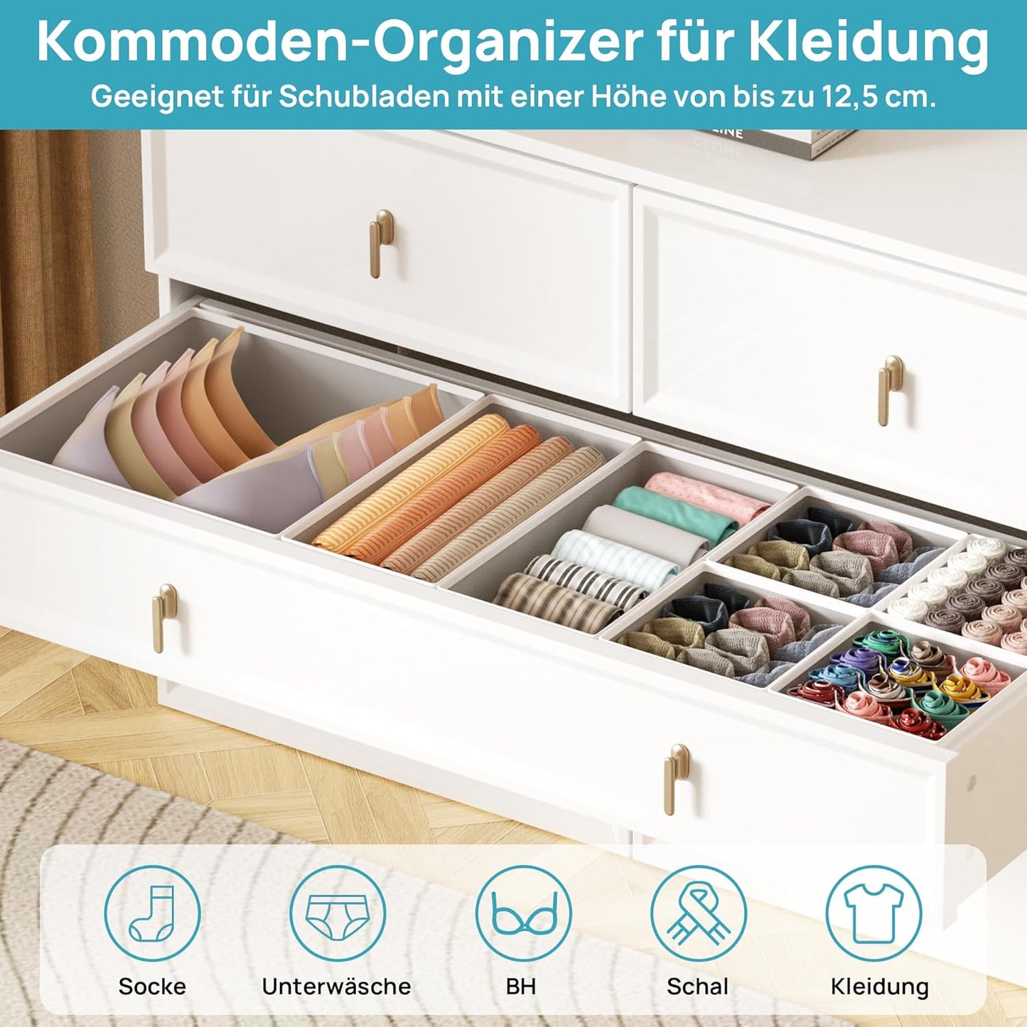 Vtopmart Pack of 12 Wardrobe Organisers, Foldable Wardrobe Organiser, Storage Box Fabric for Baby Clothes, Underwear, Socks